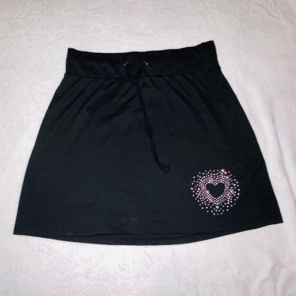 Wild Fable Bedazzled Heart Drawstring Mini Skirt